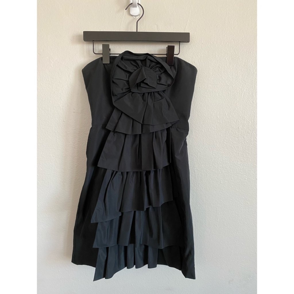 Bcbgmaxazria Taffeta Rosette Tiered Dress